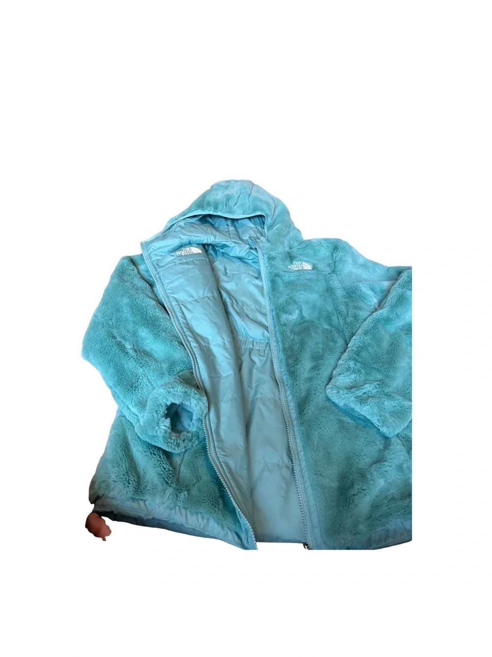 The North Face Turquoise Plush Hooded Fleece Jacket